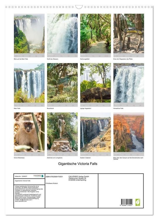 Produktbild: Gigantische Victoria Falls (Wandkalender 2027 DIN A2 hoch), CALVENDO Monatskalender