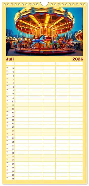 Produktbild: Familienplaner 2026 - Riesenr&auml;der und Kirmes mit 5 Spalten (Wandkalender, 21 x 45 cm) CALVENDO