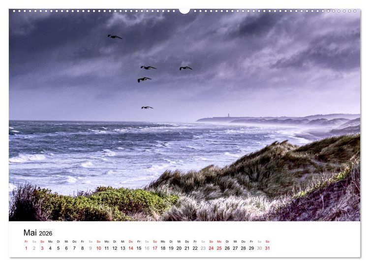 Produktbild: D&uuml;nenmomente - Ein Tag in den D&uuml;nen Nordj&uuml;tlands (hochwertiger Premium Wandkalender 2026 DIN A2 quer), Kunstdruck in Hochglanz