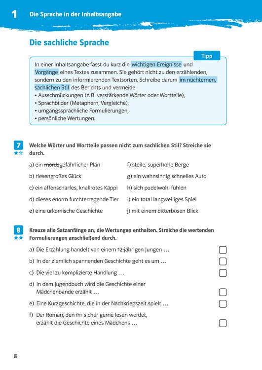 Produktbild: Klett 10-Minuten-Training Deutsch Aufsatz Inhaltsangabe 6. - 8. Klasse