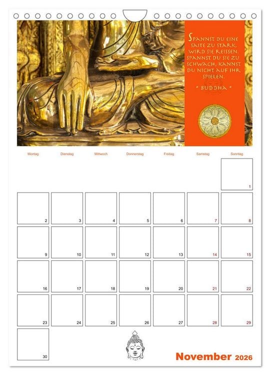 Produktbild: Buddhas Zitate und Weisheiten (Wandkalender 2026 DIN A4 hoch), CALVENDO Monatskalender