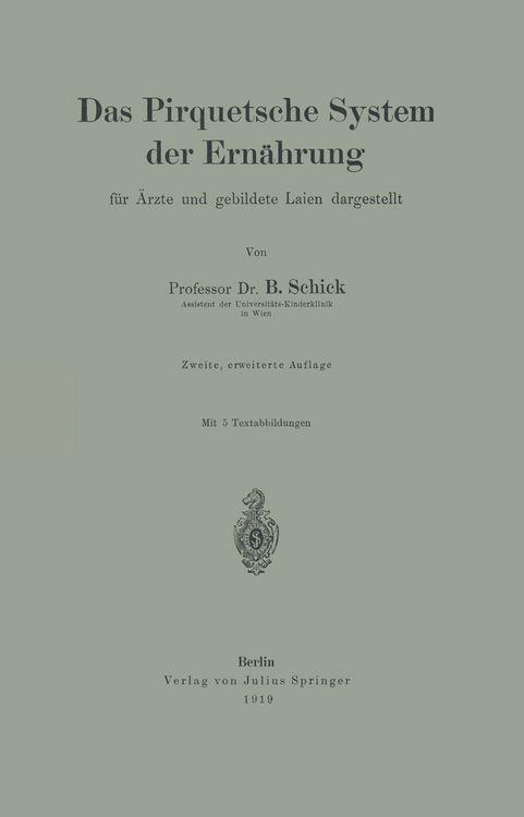 Produktbild: Das Pirquetsche System der Ern&auml;hrung