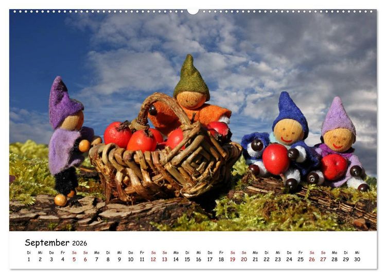 Produktbild: Die Abenteuer der vier kleinen Wichtel (hochwertiger Premium Wandkalender 2026 DIN A2 quer), Kunstdruck in Hochglanz