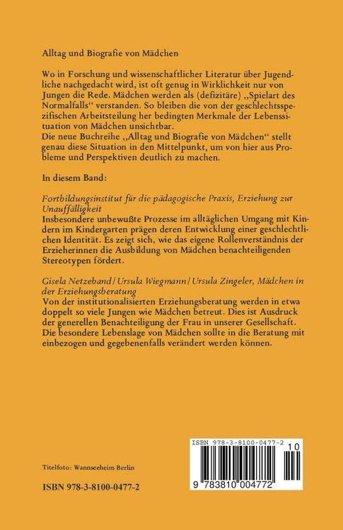 Produktbild: M&auml;dchen in Erziehungseinrichtungen: Erziehung zur Unauff&auml;lligkeit