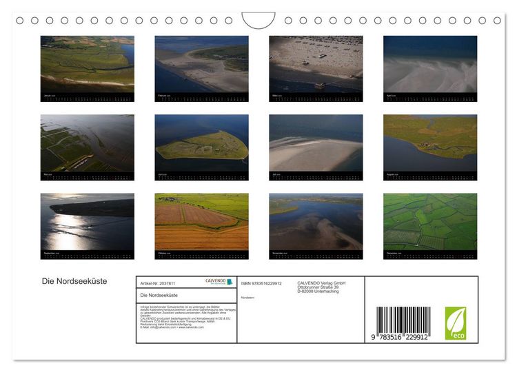 Produktbild: Die Nordseek&uuml;ste (Wandkalender 2026 DIN A4 quer), CALVENDO Monatskalender