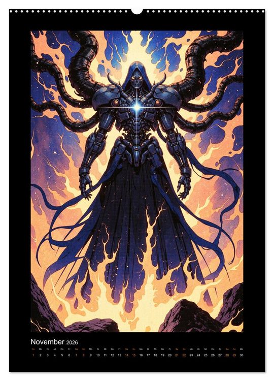 Produktbild: Cybertronic Chaos: Anime-inspirierte KI- Charaktere (Wandkalender 2026 DIN A2 hoch), CALVENDO Monatskalender