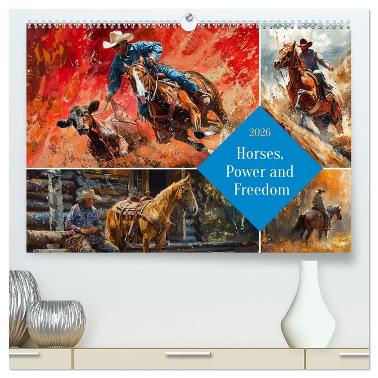 Produktbild: Horses, Power and Freedom (High Quality Premium Wall Calendar 2026 DIN A2 landscape),CALVENDO 12 Month Wall Calendar