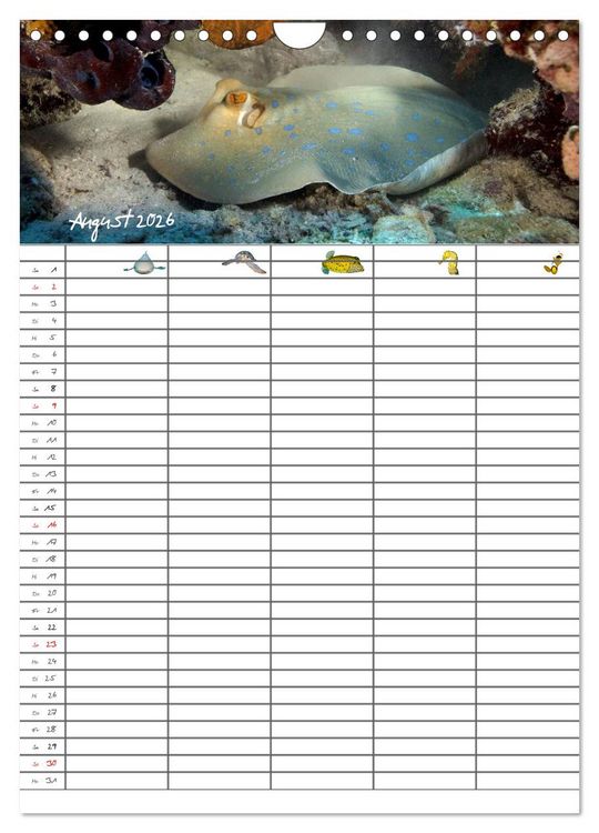 Produktbild: Der Unterwasser Familienplaner 2026 (Wandkalender 2026 DIN A4 hoch), CALVENDO Monatskalender