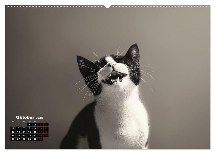 Produktbild: Auch Katzen lachen gern (hochwertiger Premium Wandkalender 2026 DIN A2 quer), Kunstdruck in Hochglanz