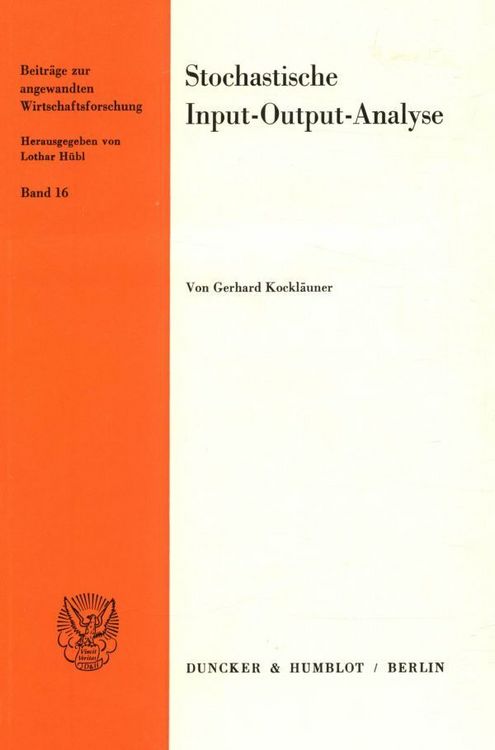 Produktbild: Stochastische Input-Output-Analyse.