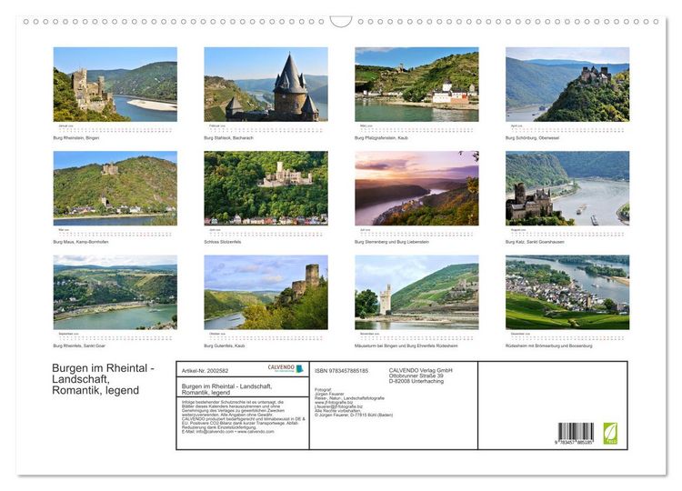 Produktbild: Burgen im Rheintal - Landschaft, Romantik, legend (Wandkalender 2026 DIN A2 quer), CALVENDO Monatskalender