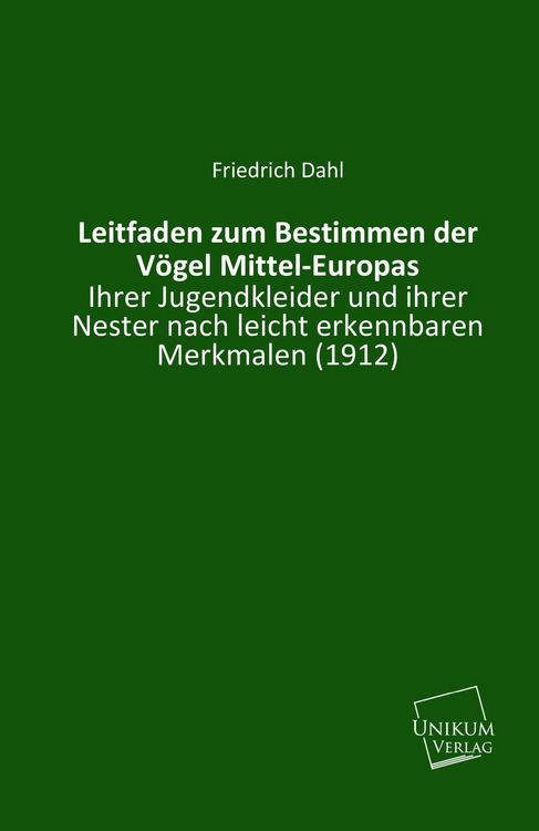 Produktbild: Dahl, F: Leitfaden zum Bestimmen der V&ouml;gel Mittel-Europas