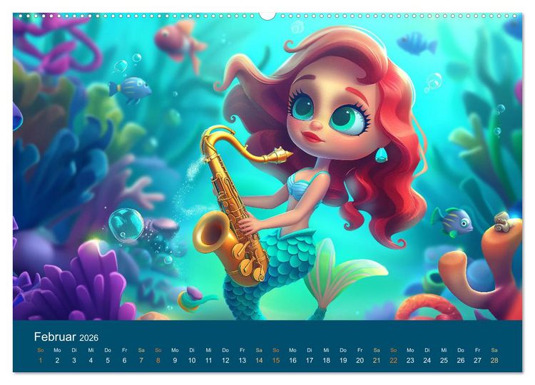 Produktbild: Kleine Meerjungfrauen (Wandkalender 2026 DIN A2 quer), CALVENDO Monatskalender