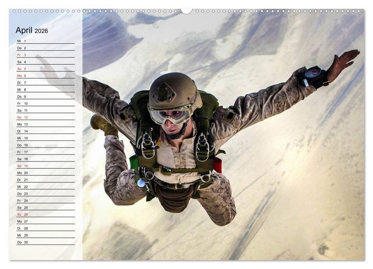 Produktbild: Fallschirmspringer. Absprung der U.S. Navy Seals (hochwertiger Premium Wandkalender 2026 DIN A2 quer), Kunstdruck in Hochglanz