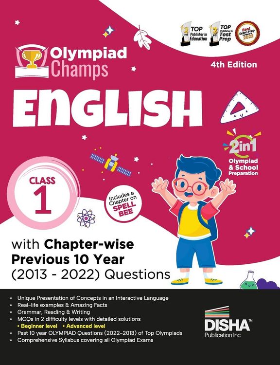 Produktbild: Olympiad Champs English Class 1 with Chapter-wise Previous 10 Year (2013 - 2022) Questions 4th Edition | Complete Prep Guide with Theory, PYQs, Past &