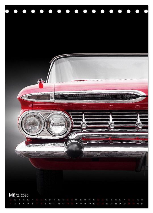 Produktbild: Amerikanische Autos aus den Jahren 1957 bis 1976 Frontansichten (Tischkalender 2026 DIN A5 hoch), CALVENDO Monatskalender