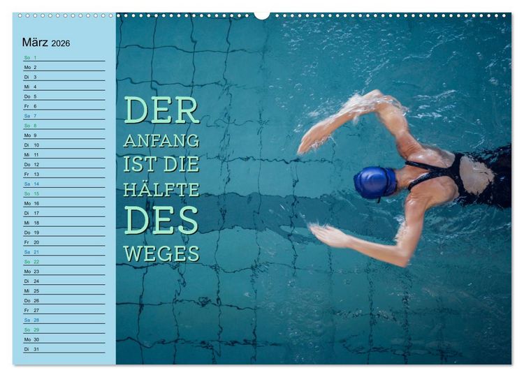 Produktbild: Wassersport - Schwimmen und SUP mit coolen Spr&uuml;chen (hochwertiger Premium Wandkalender 2026 DIN A2 quer), Kunstdruck in Hochglanz