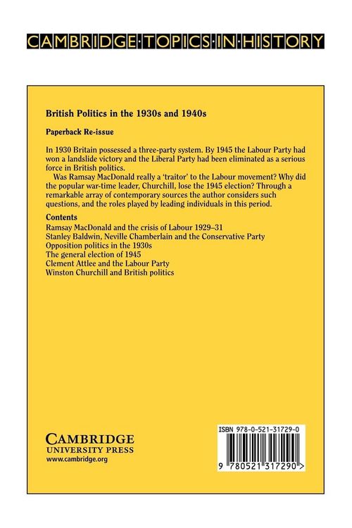 Produktbild: British Politics in the 1930s and 1940s