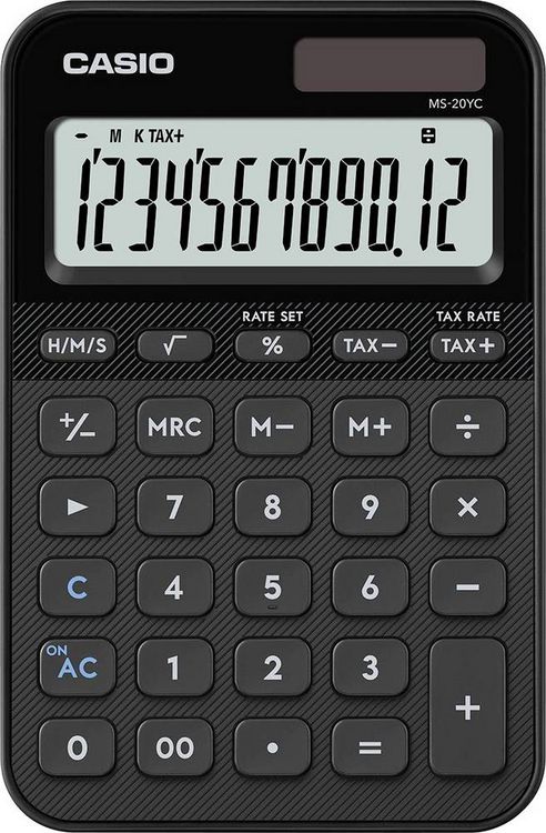 Produktbild: Casio Casio MS-20YC, Desktop, Einfacher Taschenrechner, Batterie/Solar, Schwarz Tischrechner Schwarz (L x B x H) 149.5 x 101 x 18 mm