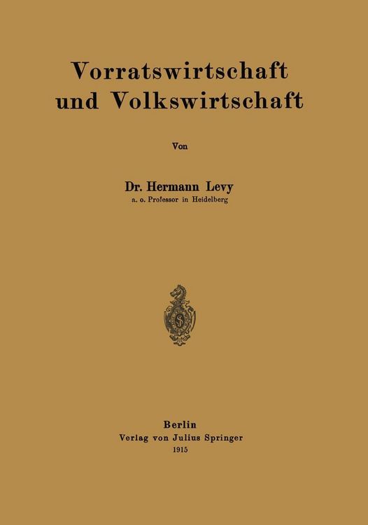Produktbild: Vorratswirtschaft und Volkswirtschaft