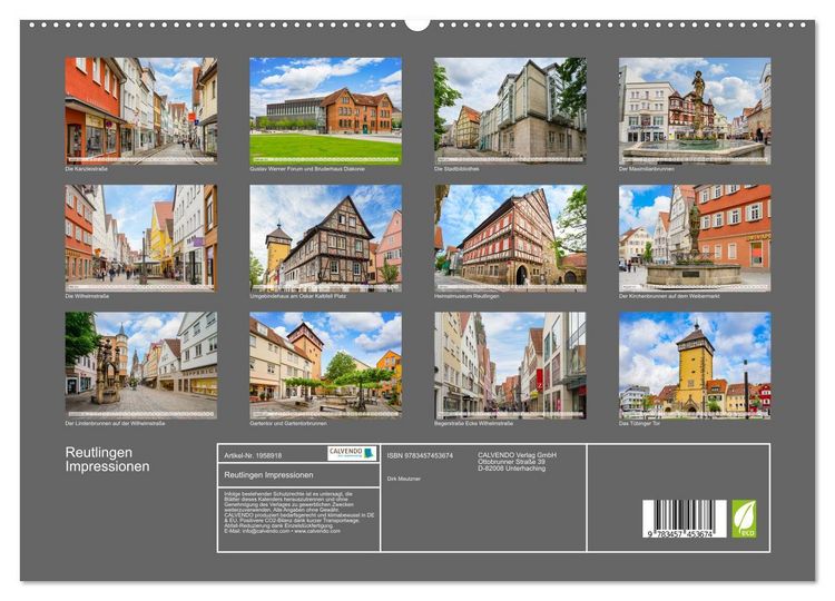 Produktbild: Reutlingen Impressionen (hochwertiger Premium Wandkalender 2026 DIN A2 quer), Kunstdruck in Hochglanz