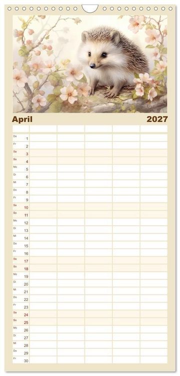 Produktbild: Familienplaner 2027 - Tierisch s&uuml;&szlig;! mit 5 Spalten (Wandkalender, 21 x 45 cm) CALVENDO
