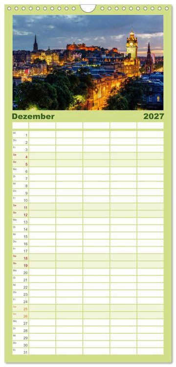 Produktbild: Familienplaner 2027 - Edinburgh - Impressionen aus der schottischen Hauptstadt mit 5 Spalten (Wandkalender, 21 x 45 cm) CALVENDO
