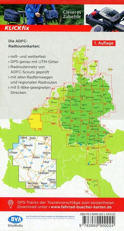 Produktbild: ADFC-Radtourenkarte F-PIC Paris Picardie 1:150.000, reiß- und wetterfest, E-Bike geeignet, GPS-Tracks Download