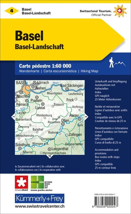 Produktbild: KuF Schweiz Wanderkarte 4 Basel / Aarau