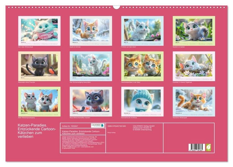 Produktbild: Katzen-Paradies. Entz&uuml;ckende Cartoon-K&auml;tzchen zum verlieben (Wandkalender 2026 DIN A2 quer), CALVENDO Monatskalender