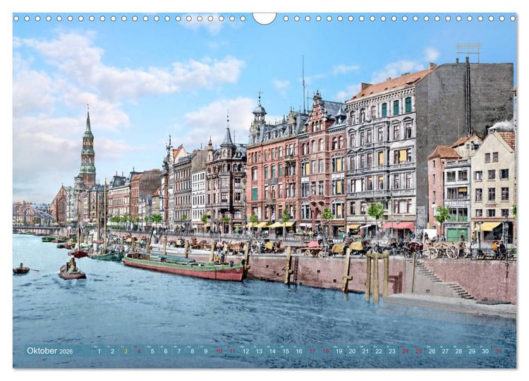 Produktbild: Hamburg zur Kaiserzeit - Fotos neu restauriert und koloriert (Wandkalender 2026 DIN A3 quer), CALVENDO Monatskalender