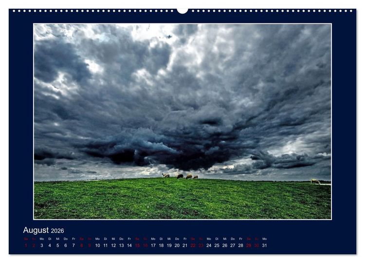 Produktbild: Wolken, Watt und Wellen. Fotografische Impressionen vom Jadebusen. (hochwertiger Premium Wandkalender 2026 DIN A2 quer), Kunstdruck in Hochglanz
