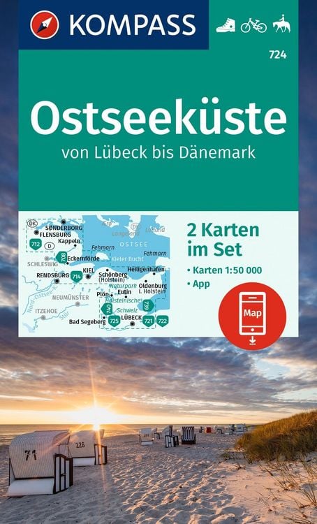 Produktbild: KOMPASS Wanderkarten-Set 724 Ostseek&uuml;ste von L&uuml;beck bis D&auml;nemark (2 Karten) 1:50.000