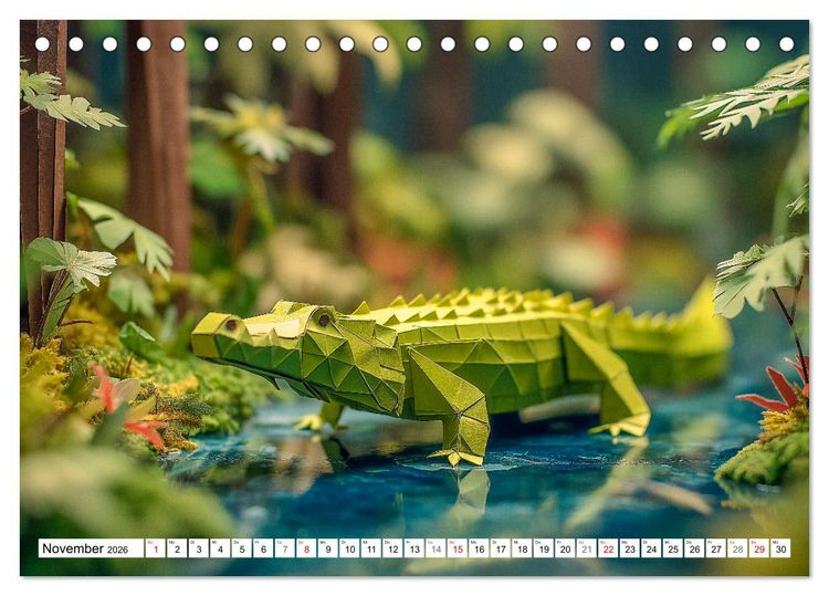 Produktbild: Origami Zoo - Bunter Tierkalender f&uuml;r Kinder und Familien (Tischkalender 2026 DIN A5 quer), CALVENDO Monatskalender