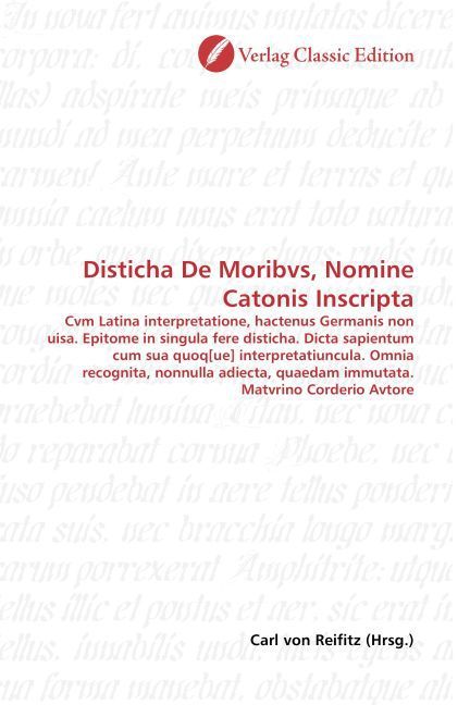 Produktbild: Disticha De Moribvs, Nomine Catonis Inscripta