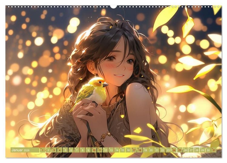 Produktbild: Manga Tierliebe (hochwertiger Premium Wandkalender 2026 DIN A2 quer), Kunstdruck in Hochglanz