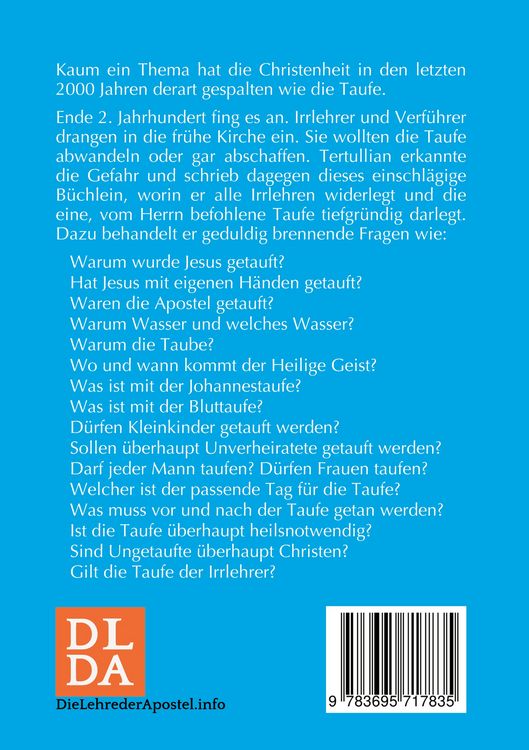 Produktbild: &Uuml;ber die Taufe