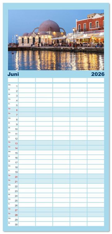 Produktbild: Familienplaner 2026 - Griechenland mit 5 Spalten (Wandkalender, 21 x 45 cm) CALVENDO
