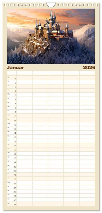 Produktbild: Familienplaner 2026 - Malerische Ritterburgen mit 5 Spalten (Wandkalender, 21 x 45 cm) CALVENDO
