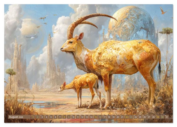 Produktbild: Tiere - Im surrealen Garten der Tr&auml;ume (Tischkalender 2026 DIN A5 quer), CALVENDO Monatskalender