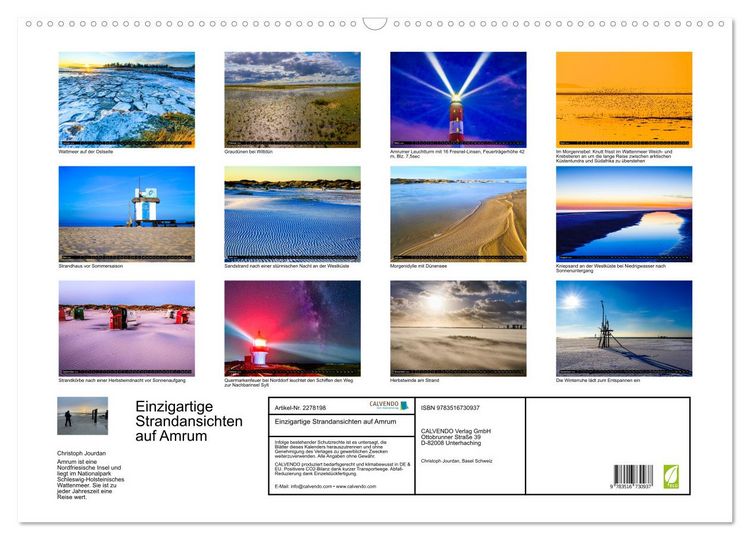 Produktbild: Einzigartige Strandansichten auf Amrum (Wandkalender 2026 DIN A2 quer), CALVENDO Monatskalender