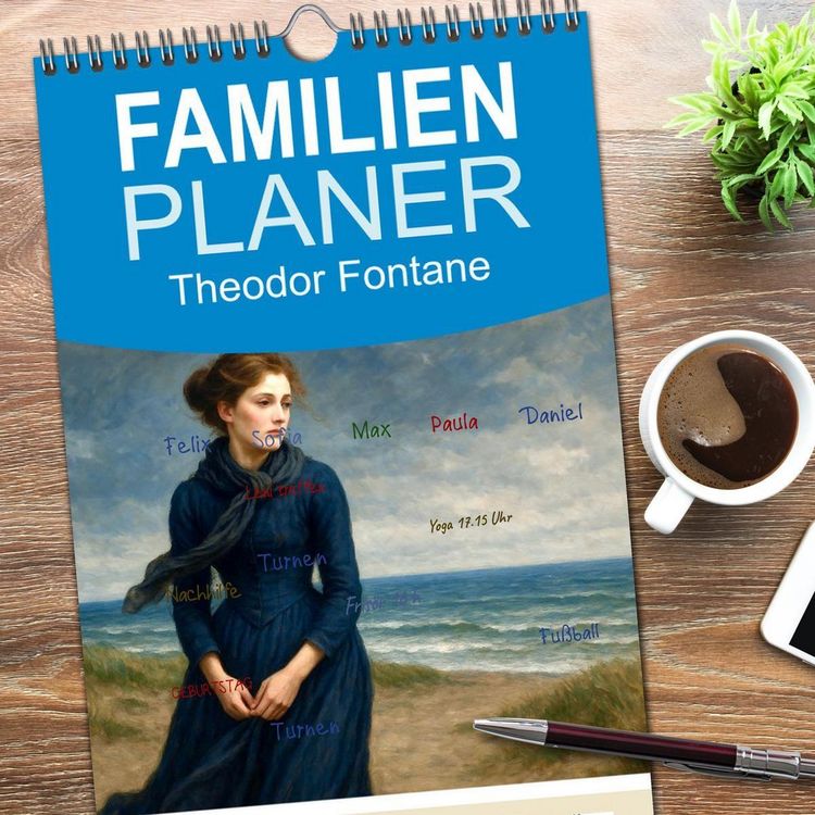 Produktbild: Familienplaner 2026 - Theodor Fontane mit 5 Spalten (Wandkalender, 21 x 45 cm) CALVENDO