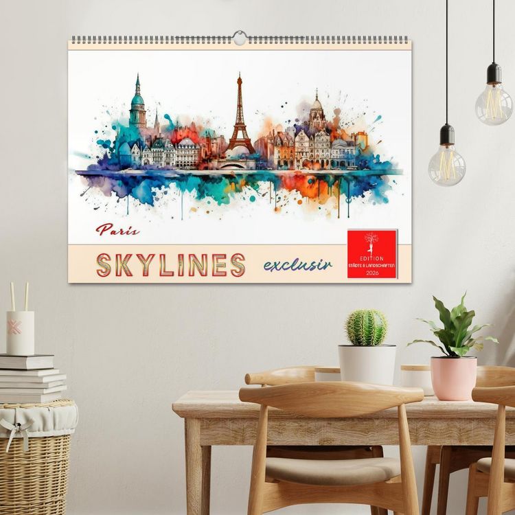 Produktbild: Skylines exklusiv (Wandkalender 2026 DIN A2 quer), CALVENDO Monatskalender