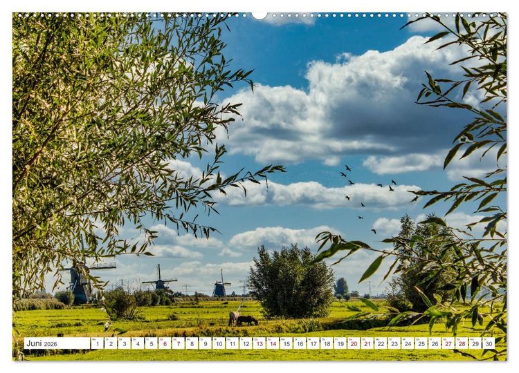 Produktbild: Die Windm&uuml;hlen von Kinderdijk - UNESCO Welterbe (Wandkalender 2026 DIN A2 quer), CALVENDO Monatskalender