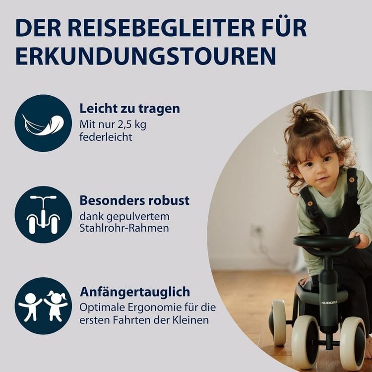 Produktbild: HUDORA 10914 - Laufrad Steppy 6 shadow, Lauflernrad f&uuml;r Kinder von 73-80 cm, Sitzh&ouml;he: 22,5 cm