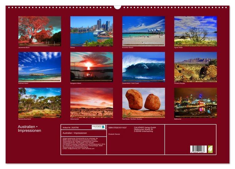 Produktbild: Australien &bull; Impressionen (Wandkalender 2026 DIN A2 quer), CALVENDO Monatskalender