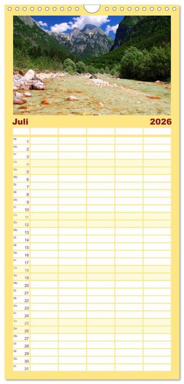 Produktbild: Familienplaner 2026 - Slowenien - Triglav Nationalpark mit 5 Spalten (Wandkalender, 21 x 45 cm) CALVENDO