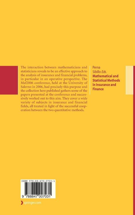 Produktbild: Mathematical and Statistical Methods for Insurance and Finance