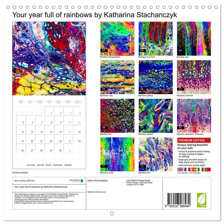 Produktbild: Your year full of rainbows by Katharina Stachanczyk (Wall Calendar 2026 12 &times; 12 Inch) CALVENDO 12 Month Wall Calendar