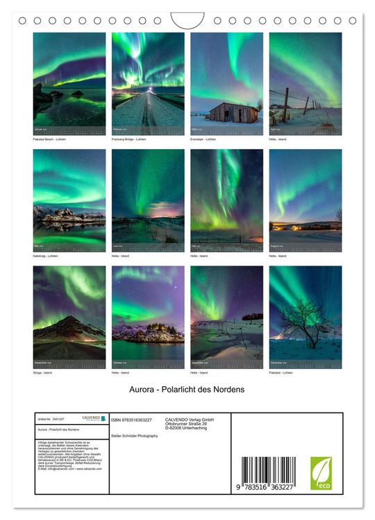 Produktbild: Aurora - Polarlicht des Nordens (Wandkalender 2026 DIN A4 hoch), CALVENDO Monatskalender